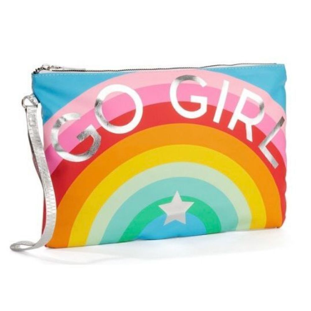 NWT Twig & Arrow Rainbow And Silver Go Girl Multipurpose Cosmetic Bag